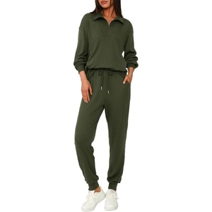 BTFBM Women’s 2 Piece Tracksuit Fall Outfits 2026 Long Sleeve Half Zip Sweatshirt Sweatpants Lounge Set Sweatsuits(Solid Army Green)