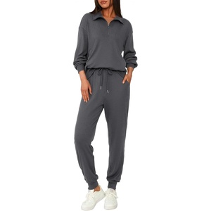 BTFBM Women’s 2 Piece Tracksuit Fall Outfits 2026 Long Sleeve Half Zip Sweatshirt Sweatpants Lounge Set Sweatsuits(Solid Dark Grey)