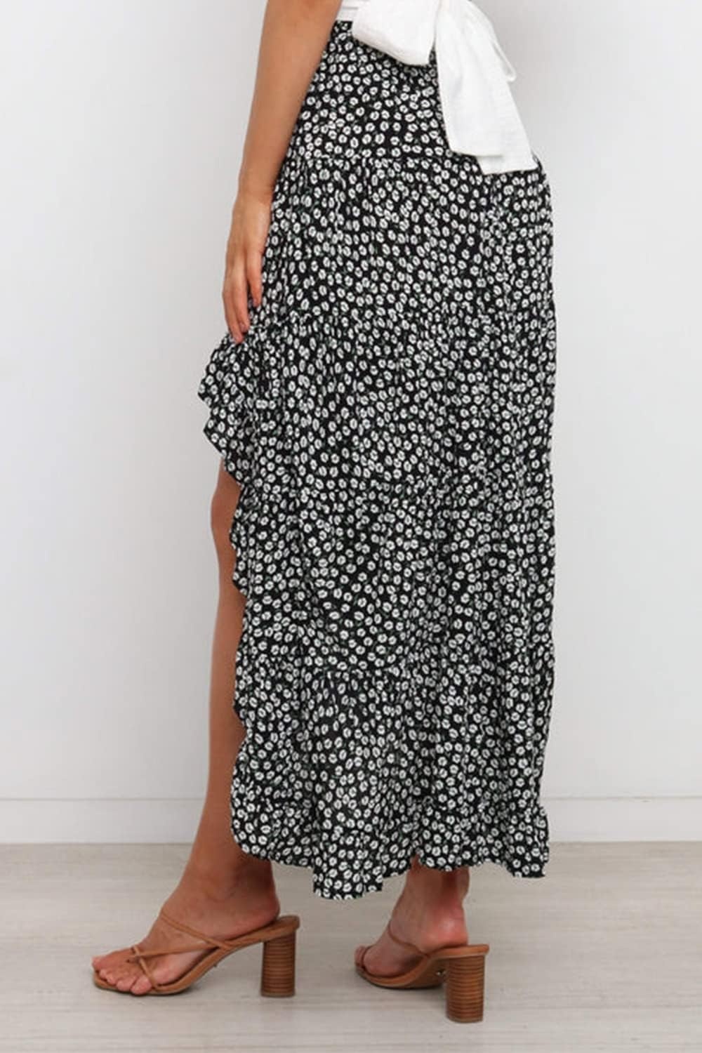 image:imageBTFBM Boho High Low Long Skirts for WomenBlack White