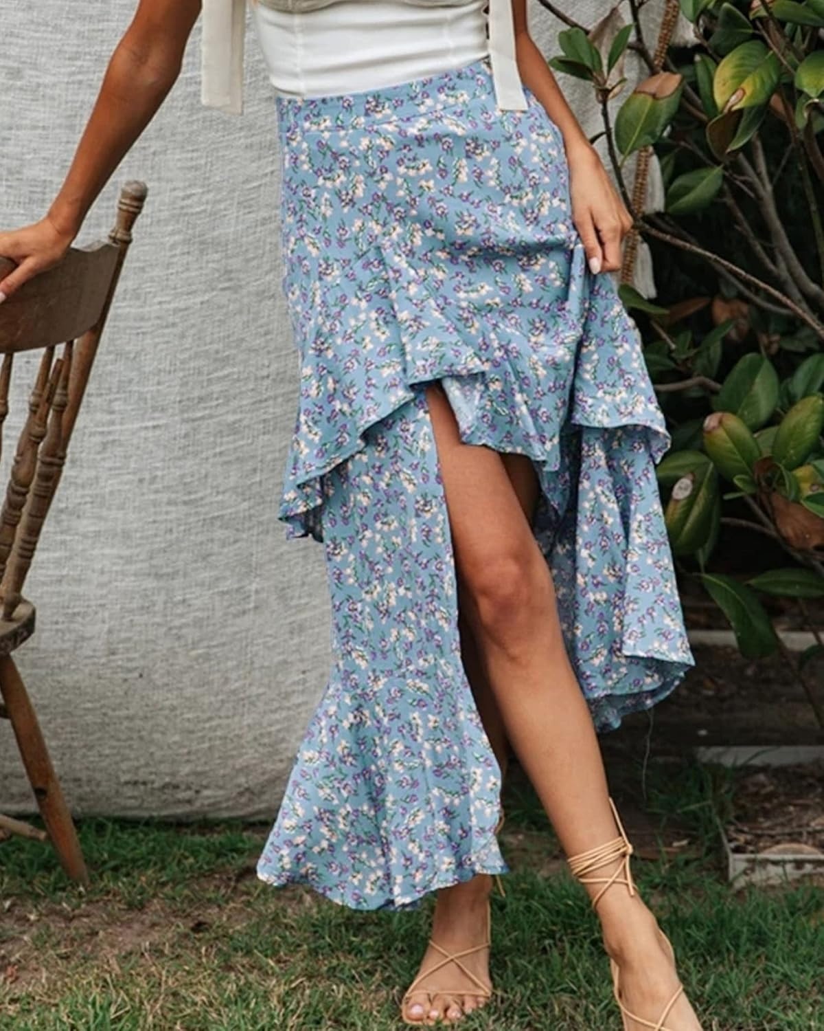 image:imageBTFBM Boho High Low Long Skirts for WomenZblue