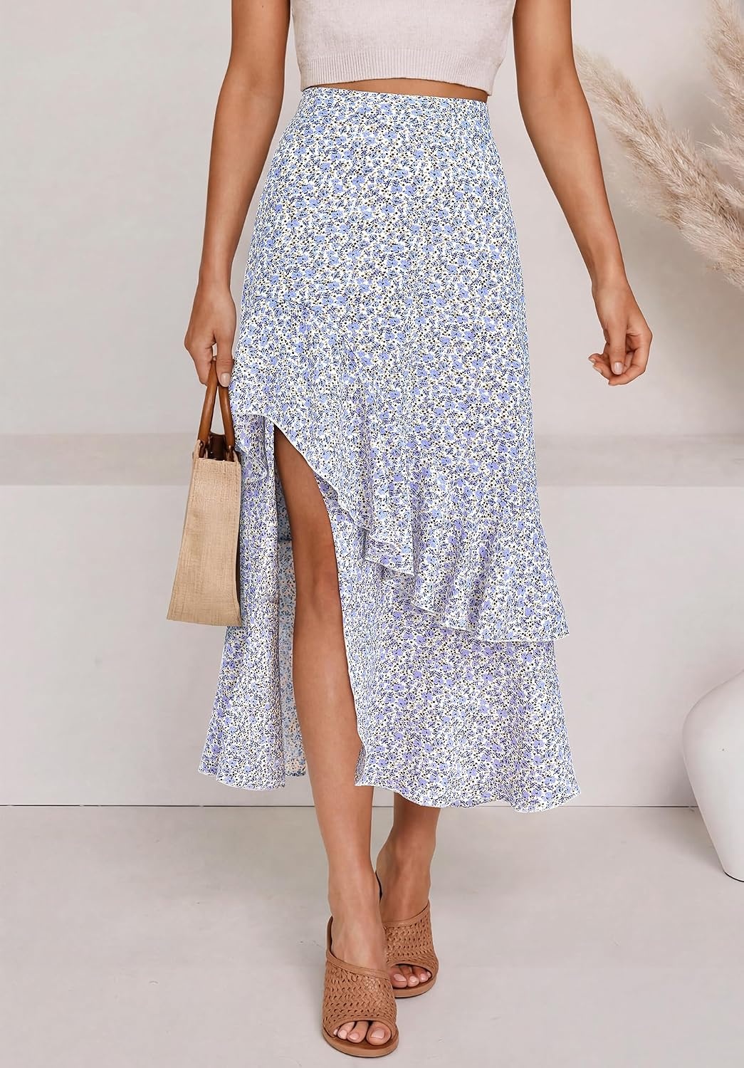 image:imageBTFBM Boho High Low Long Skirts for WomenZlight Blue