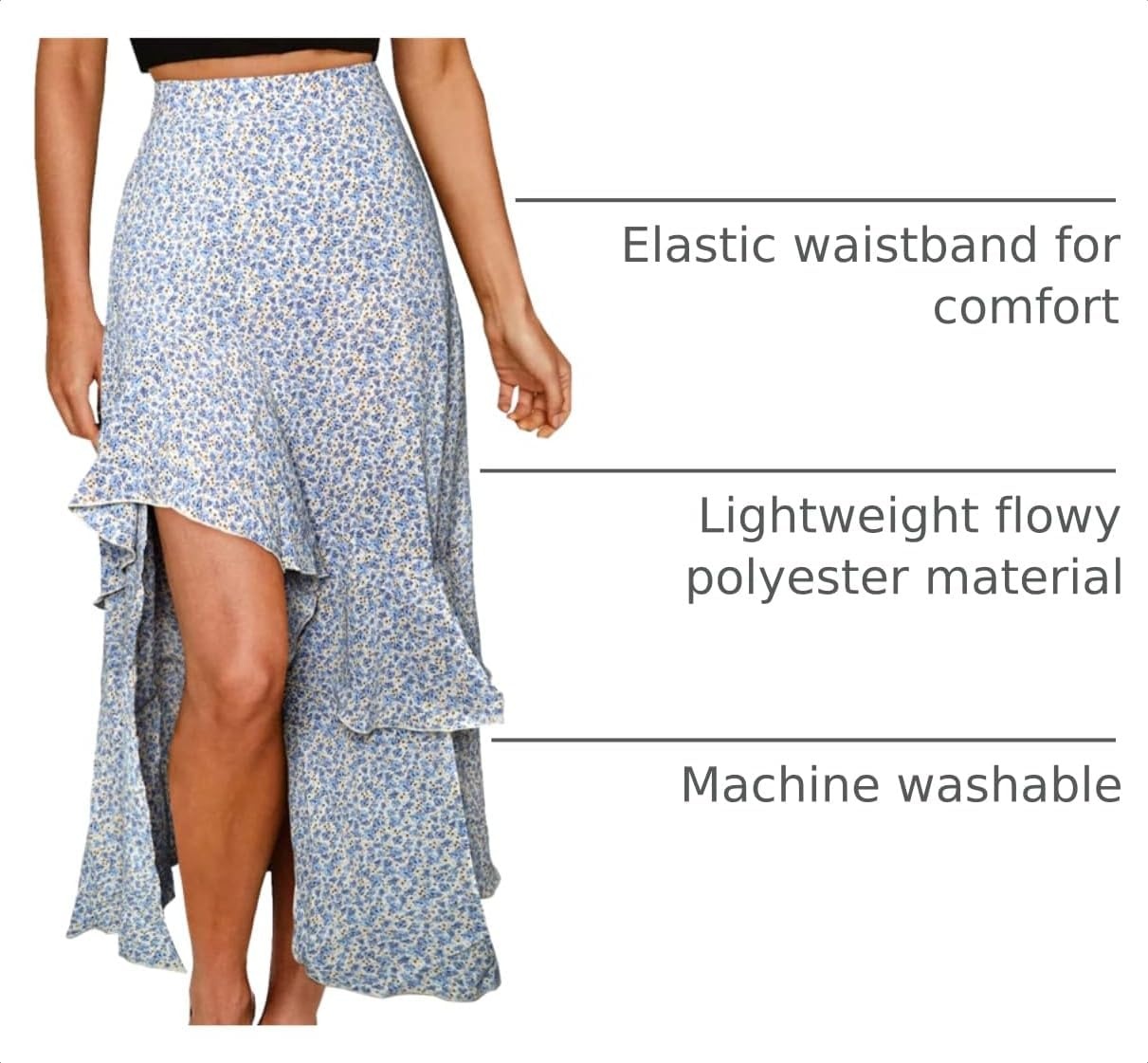 image:imageBTFBM Boho High Low Long Skirts for WomenZlight Blue