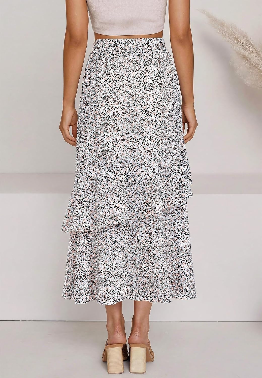 image:imageBTFBM Boho High Low Long Skirts for WomenZwhite