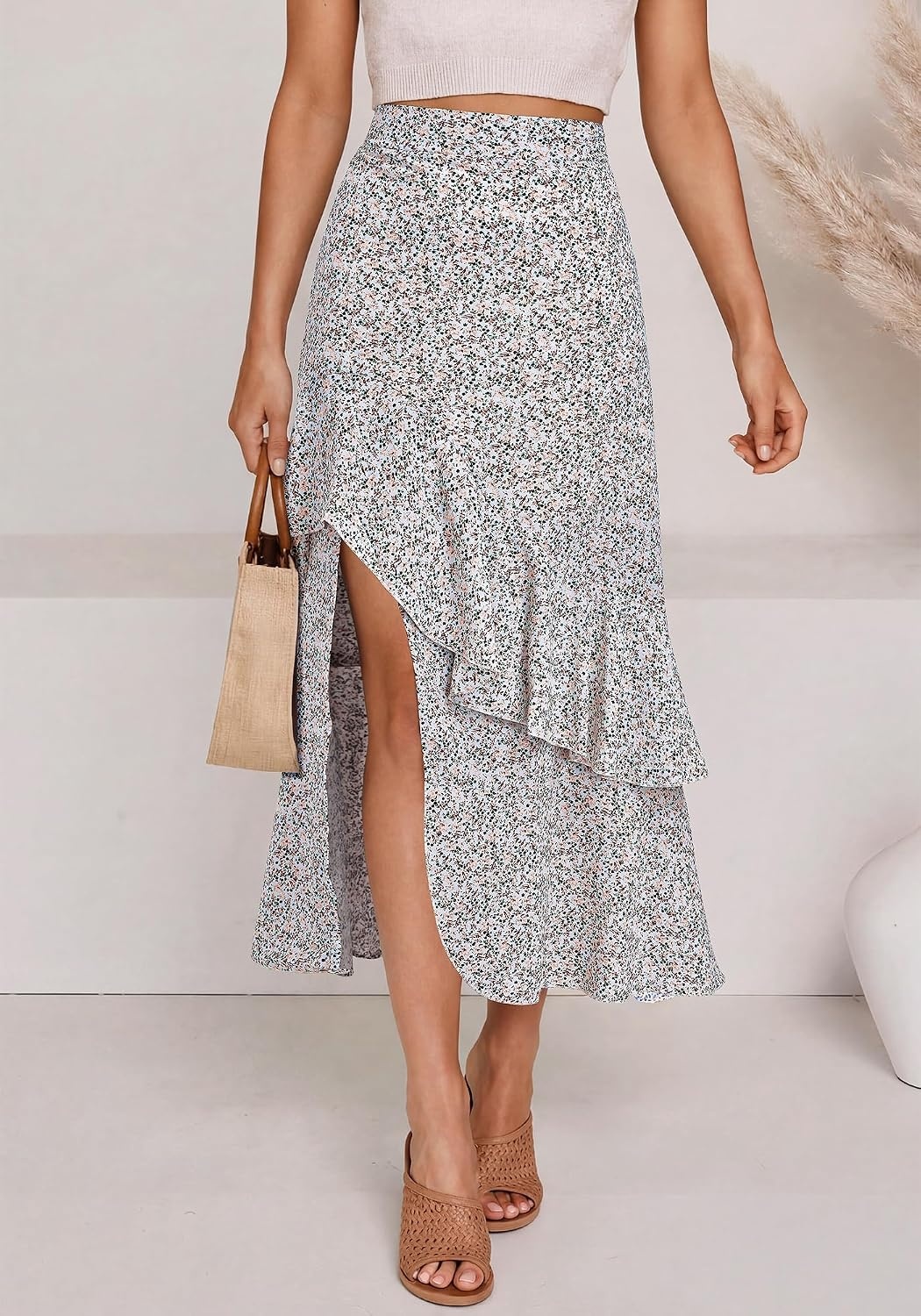 image:imageBTFBM Boho High Low Long Skirts for WomenZwhite