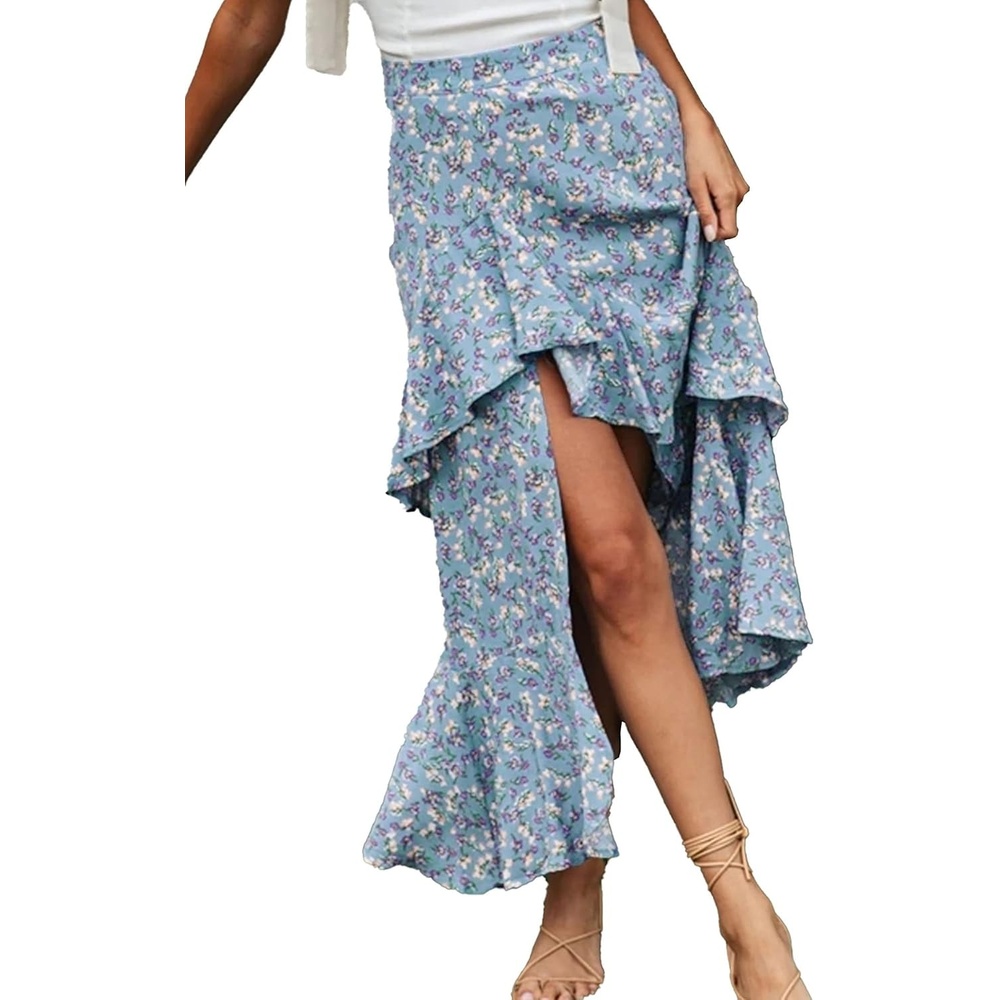 image:imageBTFBM Boho High Low Long Skirts for WomenZblue