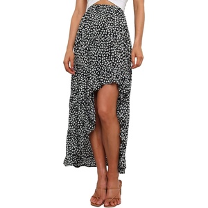 BTFBM Boho High Low Long Skirts for Women(Black White)