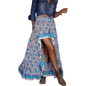 BTFBM Boho High Low Long Skirts for Women(X-blue)