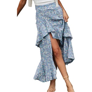 BTFBM Boho High Low Long Skirts for Women(Z-blue)