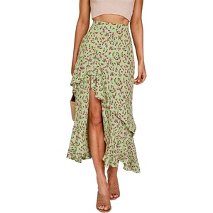 BTFBM Boho High Low Long Skirts for Women(Z-green)