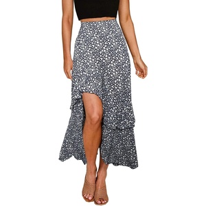 BTFBM Boho High Low Long Skirts for Women(Z-navy)