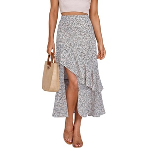 BTFBM Boho High Low Long Skirts for Women(Z-white)